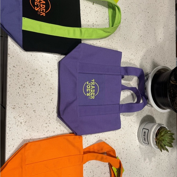 Trader Joe's Tote Bags Set - Purple and green Orange Black